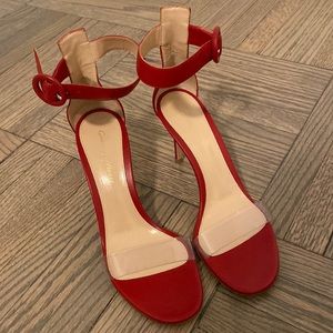 Gianvito Rossi Red Plexi Ankle Wrap Sandal Size 36